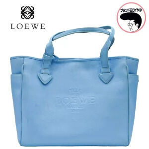 LOEWE Heritage Tote Bag Blue Leather Shoulder Strap